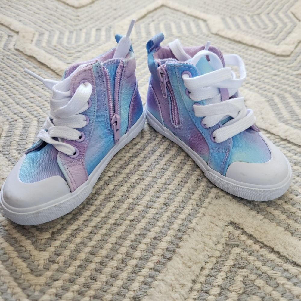 Cat & Jack tie dye high top zip shoes. Toddler girls size 7